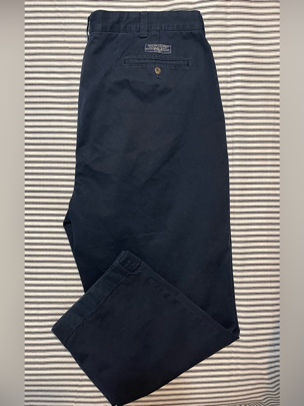 Polo Ralph Lauren Men's 38X29 Navy Cotton Double Pleated Chino Pants